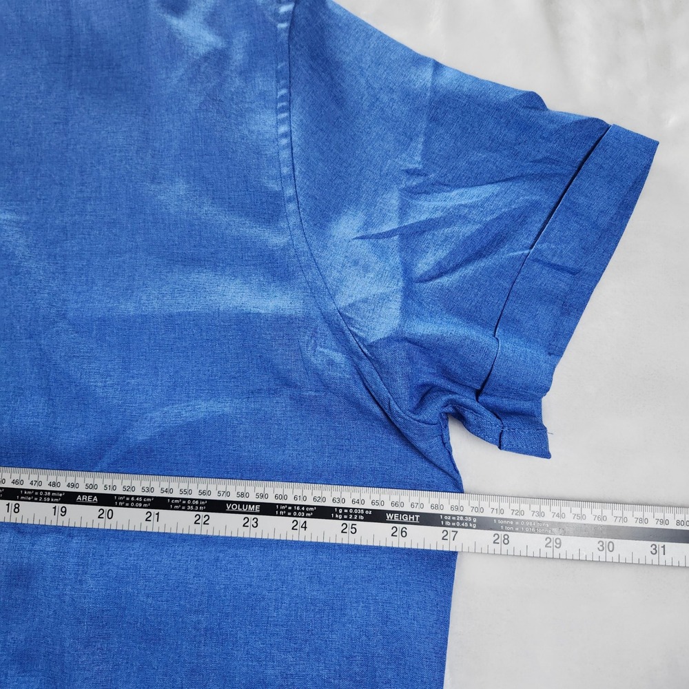 COOFANDY Button Down Shirt Men 2XL Blue New Short Sleeve Textured Hidden Placket - Picture 9 of 11